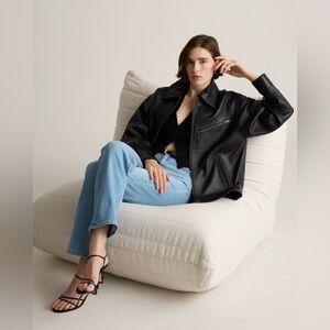 Quince Oversized Leather Bomber Jacket